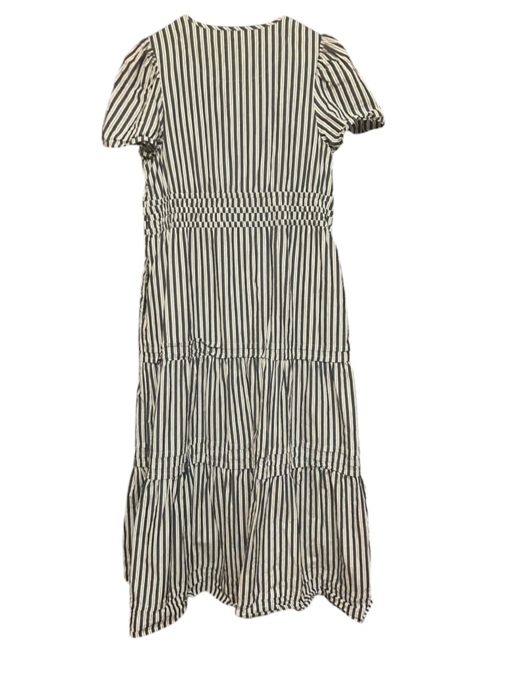 QUINCE 100% Organic Cotton Poplin Tiered Maxi Dress In Hudson Stripe Pockets - Picture 5 of 16